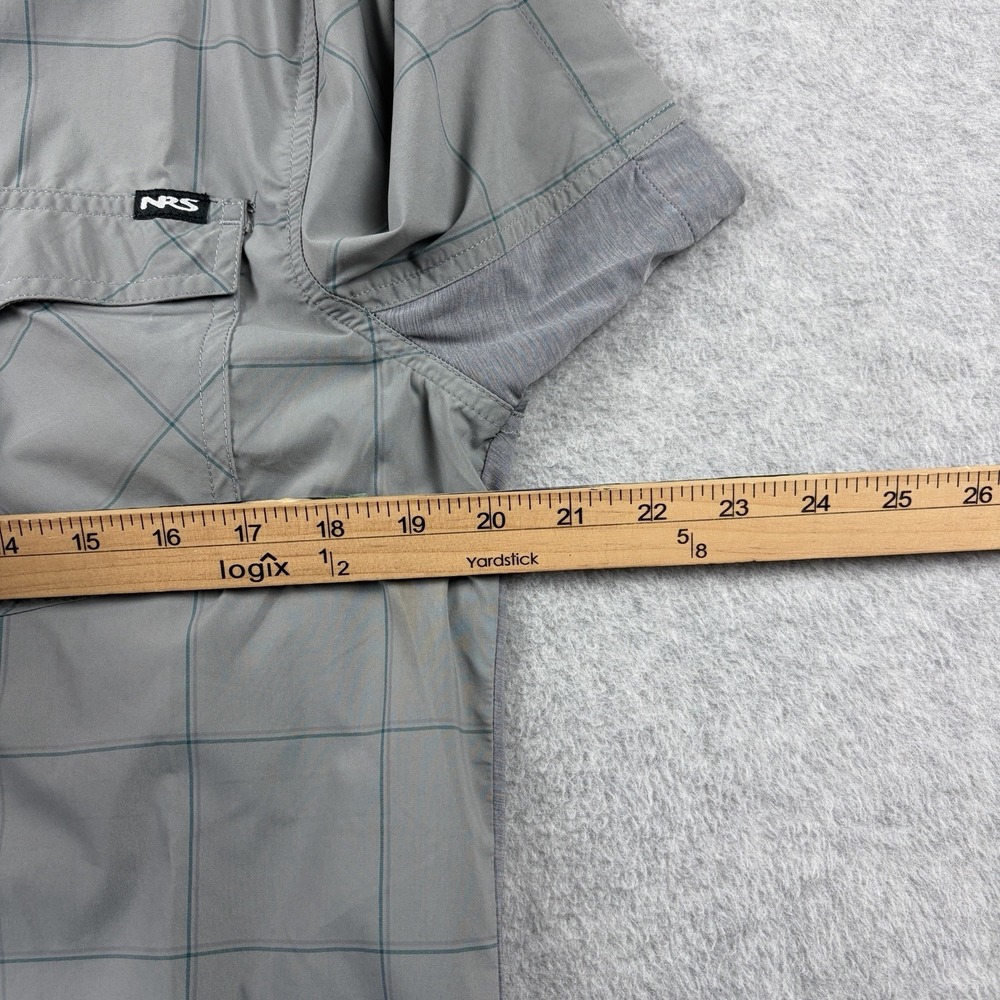 NRS Guide Shirt Mens Medium Gray Plaid Performance Snap Button Fishing UPF 50 - Picture 9 of 10